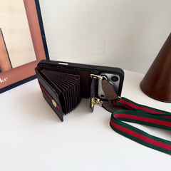 iPhone 17 Series Luxury Crossbody Wallet Phone Case with Adjustable Strap