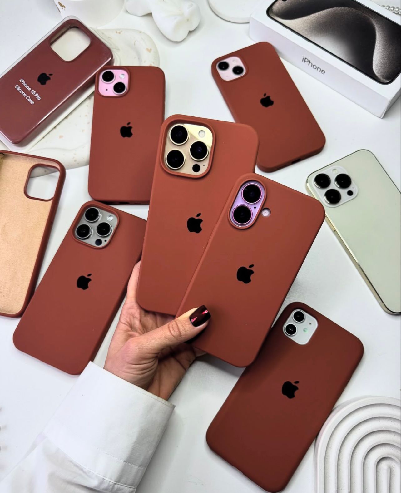 iPhone 15 Series Liquid Silicone Case Cover (Brown)