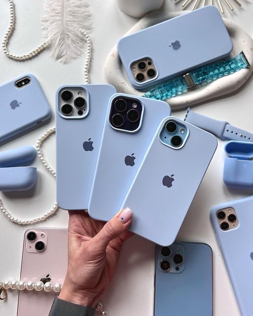 iPhone 16 Series Liquid Silicone Case Cover (Baby Blue)