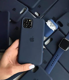 iPhone 16 Series Liquid Silicone Case Cover (Dark Blue)