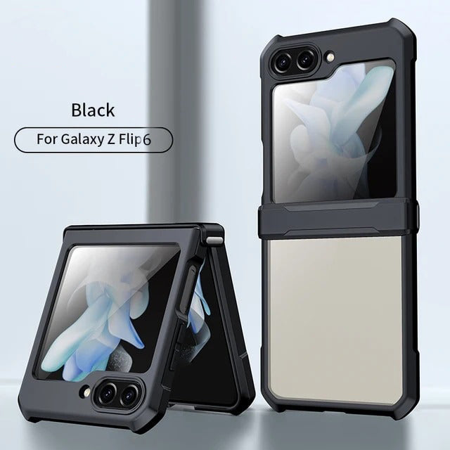 Samsung Galaxy Z Flip 6 Airbags Bumper Transparent Back Case Cover (Black)