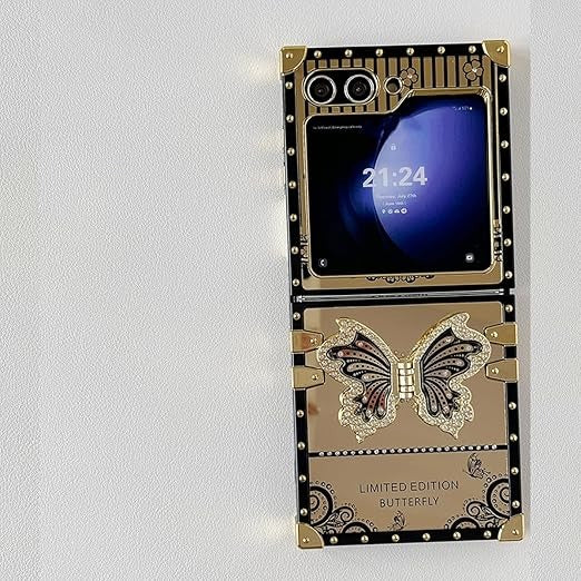 Samsung Galaxy Z Flip 6 Butterfly Glitter Kickstand Case