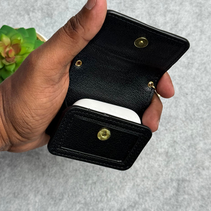 Branded Black GG Leather Case For Airpod (Universal Airpod Case)