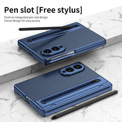Samsung Galaxy Z Fold 8 Leather Texture front Glass Protection Hinge Case Folding Cover