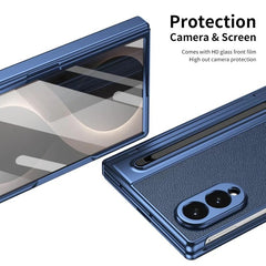 Samsung Galaxy Z Fold 8 Leather Texture front Glass Protection Hinge Case Folding Cover