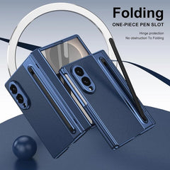 Samsung Galaxy Z Fold 8 Leather Texture front Glass Protection Hinge Case Folding Cover