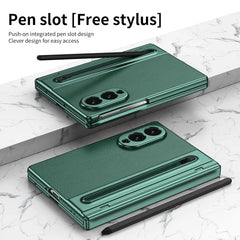 Samsung Galaxy Z Fold 8 Leather Texture front Glass Protection Hinge Case Folding Cover