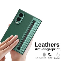 Samsung Galaxy Z Fold 8 Leather Texture front Glass Protection Hinge Case Folding Cover