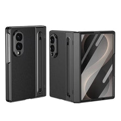 Samsung Galaxy Z Fold 8 Leather Texture front Glass Protection Hinge Case Folding Cover