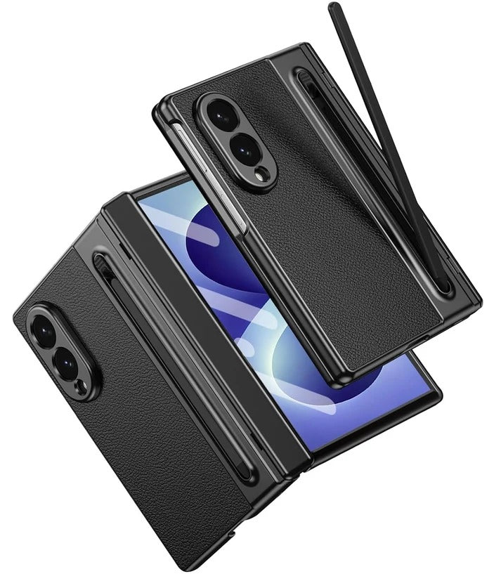Samsung Galaxy Z Fold 8 Leather Texture front Glass Protection Hinge Case Folding Cover