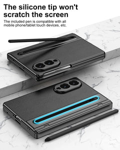 Samsung Galaxy Z Fold 8 Leather Texture front Glass Protection Hinge Case Folding Cover