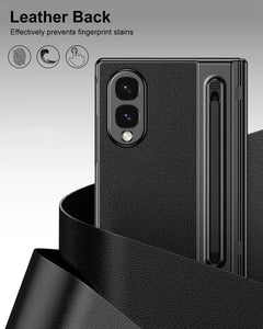 Samsung Galaxy Z Fold 8 Leather Texture front Glass Protection Hinge Case Folding Cover