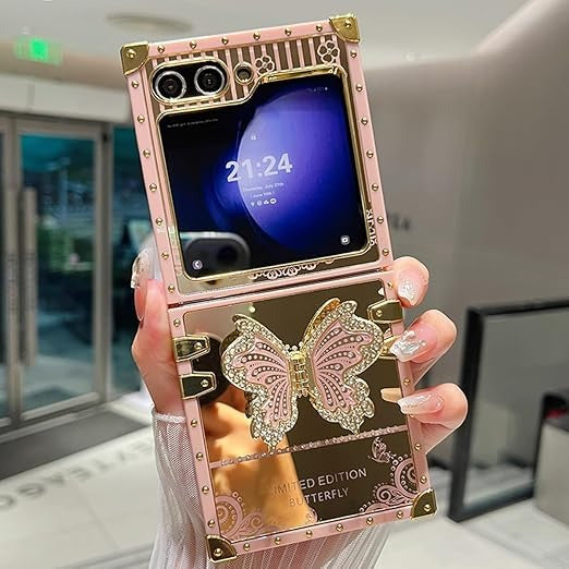Samsung Galaxy Z Flip 6 Butterfly Glitter Kickstand Case