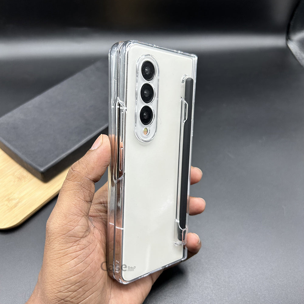 Samsung Galaxy Z Fold 5 Transparent Cristal Hard Shell Cover Case With S-Pen