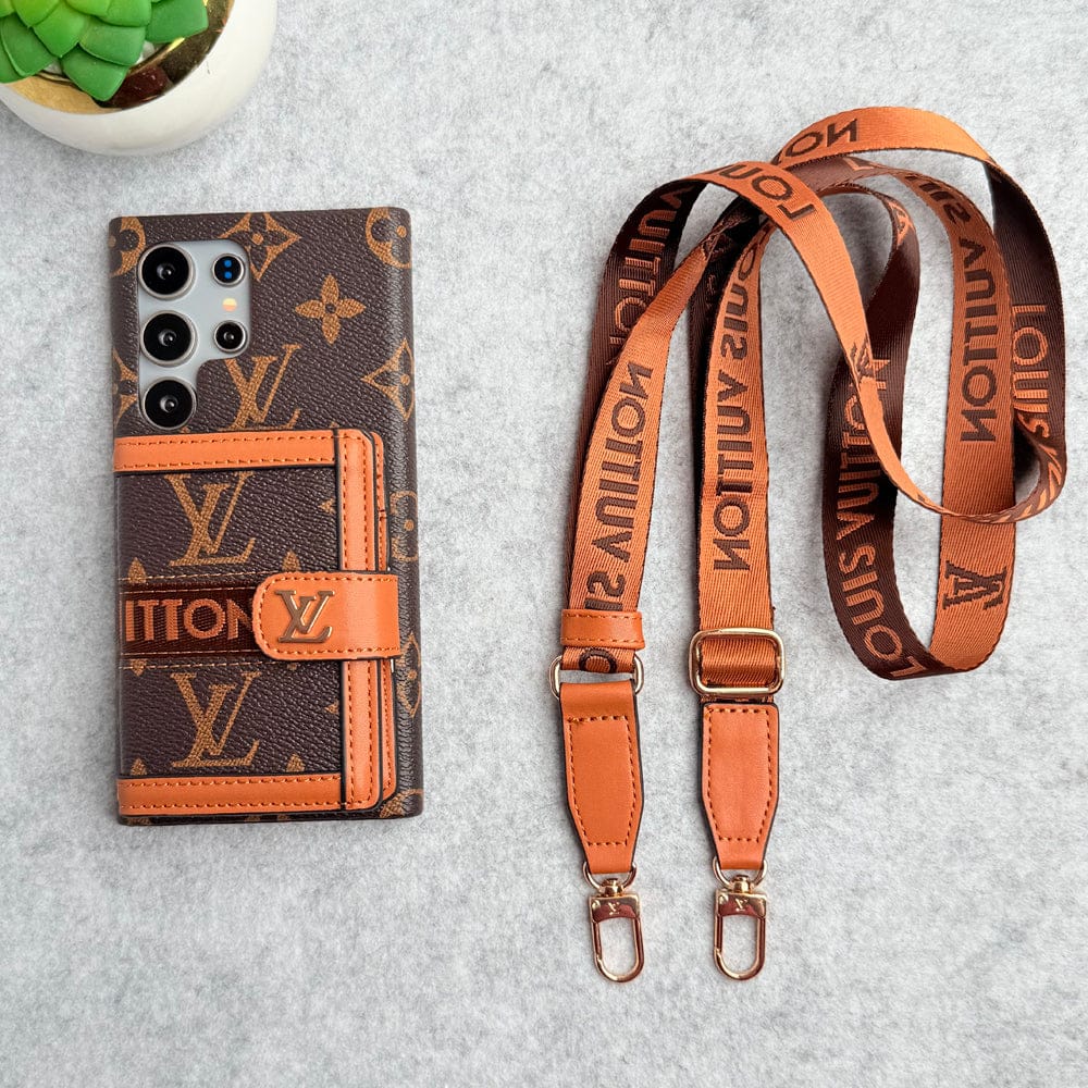 FRATO Designer S25U Samsung Galaxy S25 Ultra Luxury Brand Cardholder Crossbody Sling Strap Case