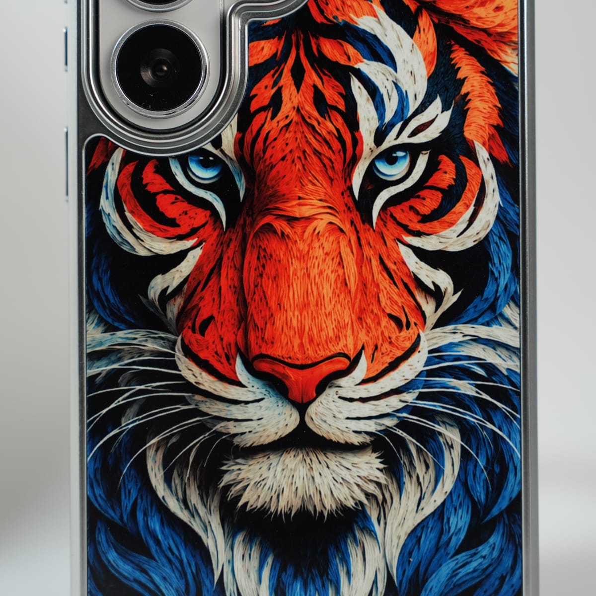 Galaxy Ultra Series Tiger Face Silver Chrome Armor Case
