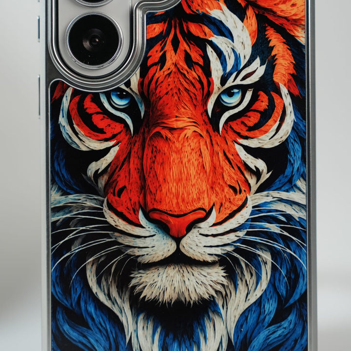 Galaxy Ultra Series Tiger Face Silver Chrome Armor Case