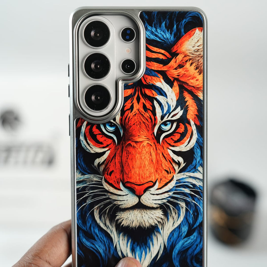 Galaxy Ultra Series Tiger Face Silver Chrome Armor Case
