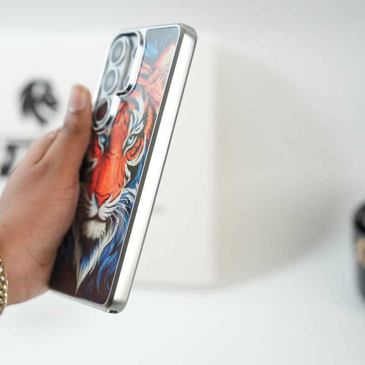 Galaxy Ultra Series Tiger Face Silver Chrome Armor Case