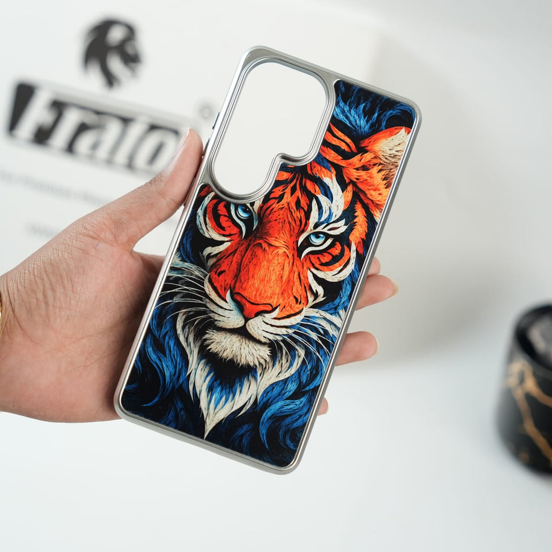 Galaxy Ultra Series Tiger Face Silver Chrome Armor Case