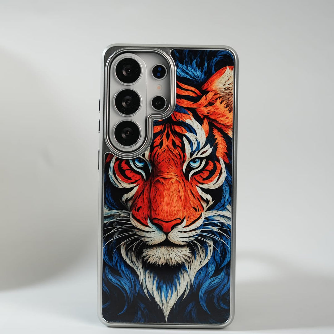 Galaxy Ultra Series Tiger Face Silver Chrome Armor Case