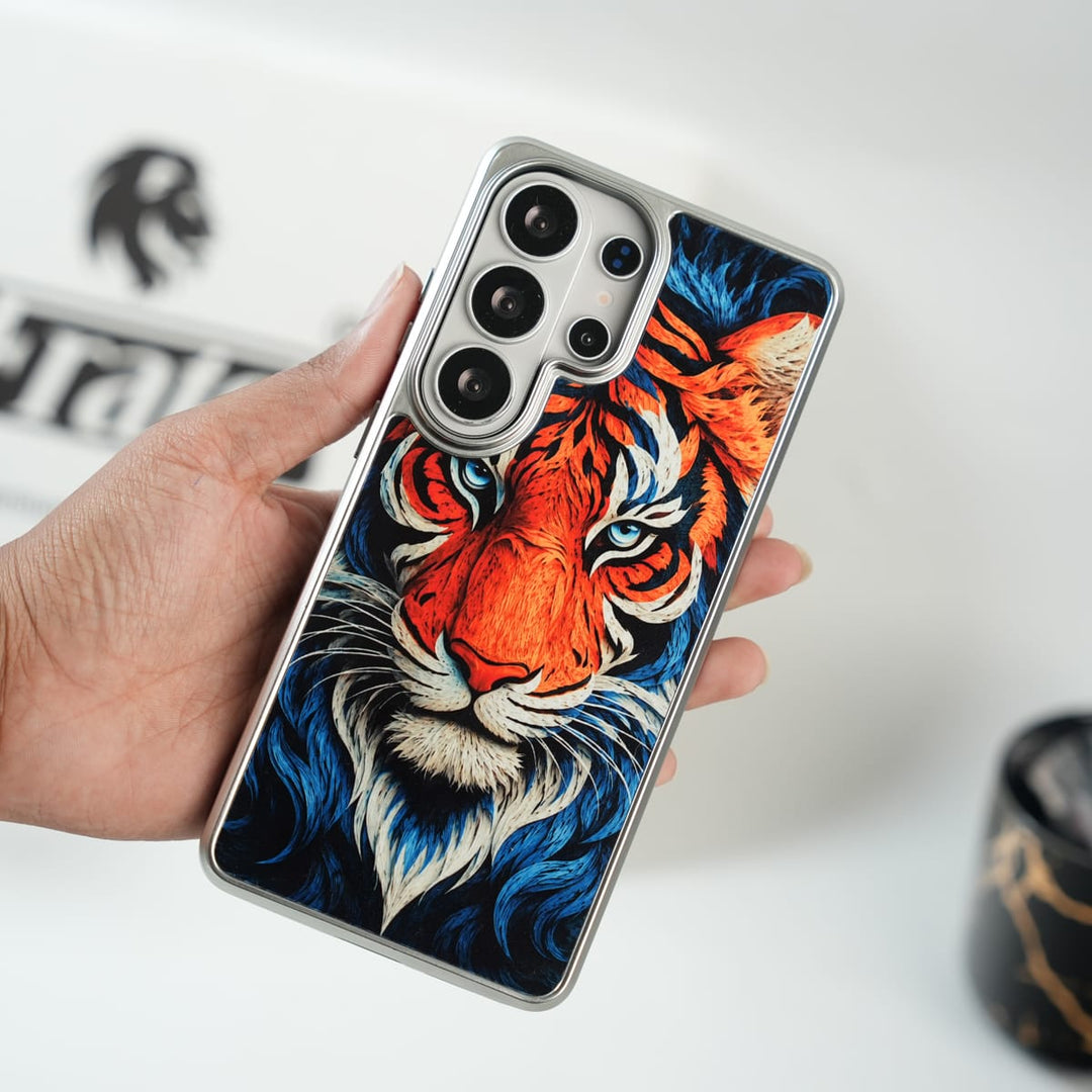Galaxy Ultra Series Tiger Face Silver Chrome Armor Case