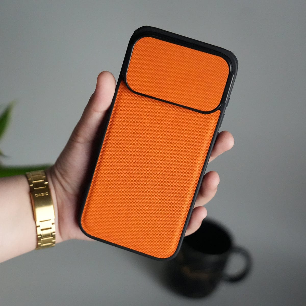 iPhone 17 Series Metal Camera Cap Stand Case Cover | ORANGE