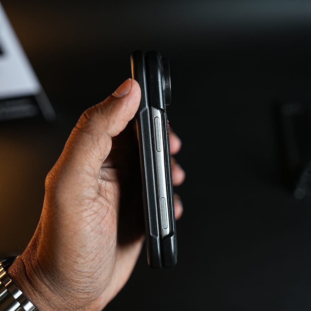 Racing-Inspired Leather-Texture Case for iPhone Duo | Sporty Stitching & Shield Emblem Design