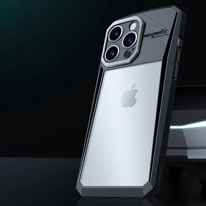 FRATO luxury Case iPhone 15 Series Airbag Shockproof Cyber Series Bumper Shell Case Cover (Black)
