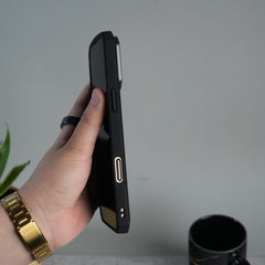 FRATO luxury Case iPhone 15 Series Airbag Shockproof Cyber Series Bumper Shell Case Cover (Black)