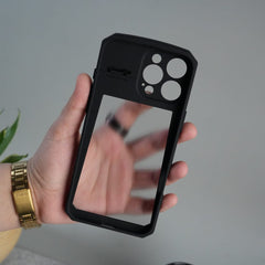 FRATO luxury Case iPhone 15 Series Airbag Shockproof Cyber Series Bumper Shell Case Cover (Black)