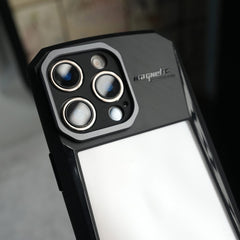 FRATO luxury Case iPhone 15 Series Airbag Shockproof Cyber Series Bumper Shell Case Cover (Black)