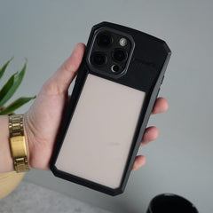 FRATO luxury Case iPhone 15 Series Airbag Shockproof Cyber Series Bumper Shell Case Cover (Black)