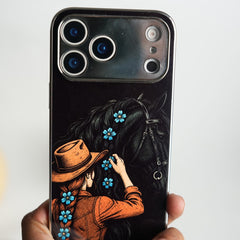 iPhone Series The Black Horse Chrome Plated Case Cover
