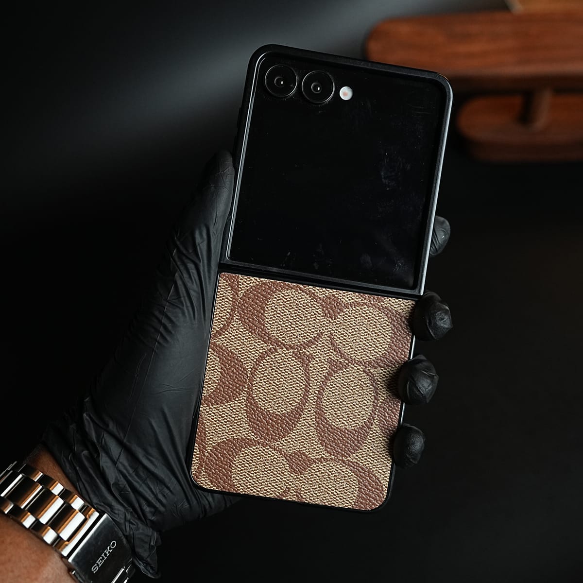 Luxury Leather Monogram Pattern Case For Samsung Galaxy Z Flip 8 | Slim Designer Back Cover