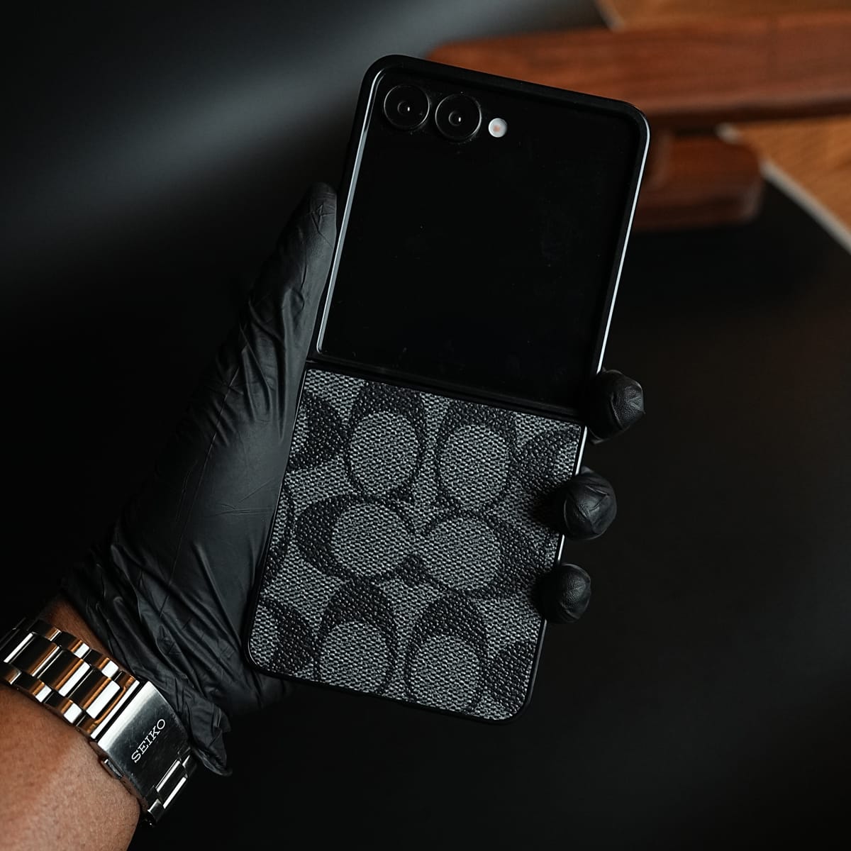 Luxury Leather Monogram Pattern Case For Samsung Galaxy Z Flip 8 | Slim Designer Back Cover