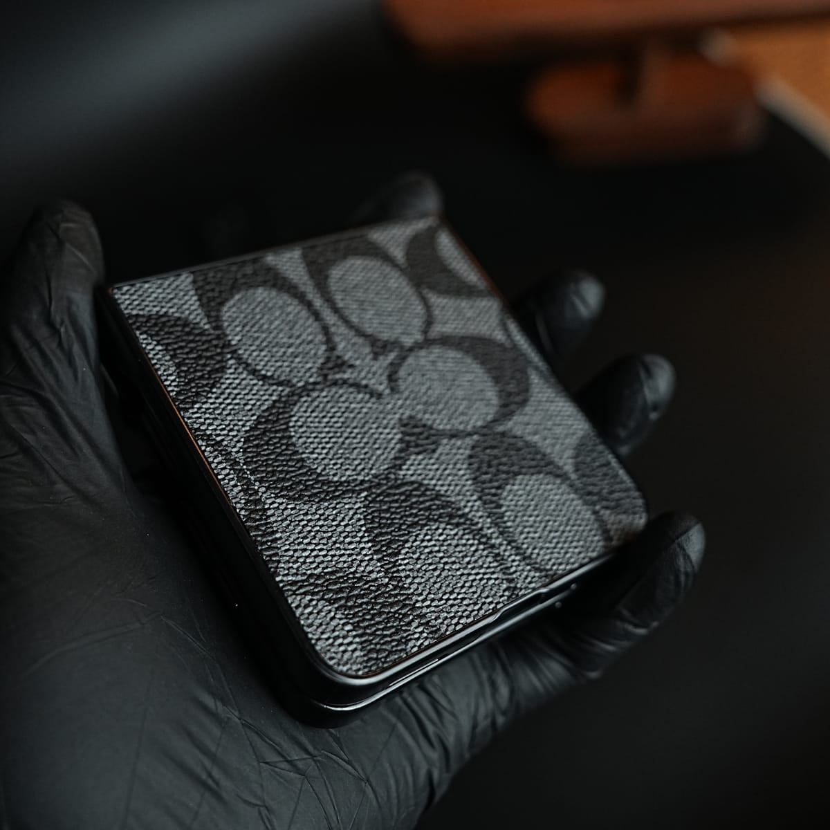 Luxury Leather Monogram Pattern Case For Samsung Galaxy Z Flip 8 | Slim Designer Back Cover