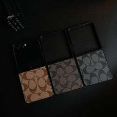 Luxury Leather Monogram Pattern Case For Samsung Galaxy Z Flip 8 | Slim Designer Back Cover