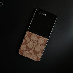 Luxury Leather Monogram Pattern Case For Samsung Galaxy Z Flip 8 | Slim Designer Back Cover