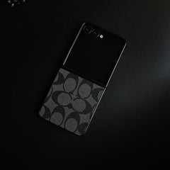 Luxury Leather Monogram Pattern Case For Samsung Galaxy Z Flip 8 | Slim Designer Back Cover