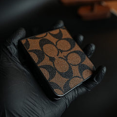 Luxury Leather Monogram Pattern Case For Samsung Galaxy Z Flip 8 | Slim Designer Back Cover