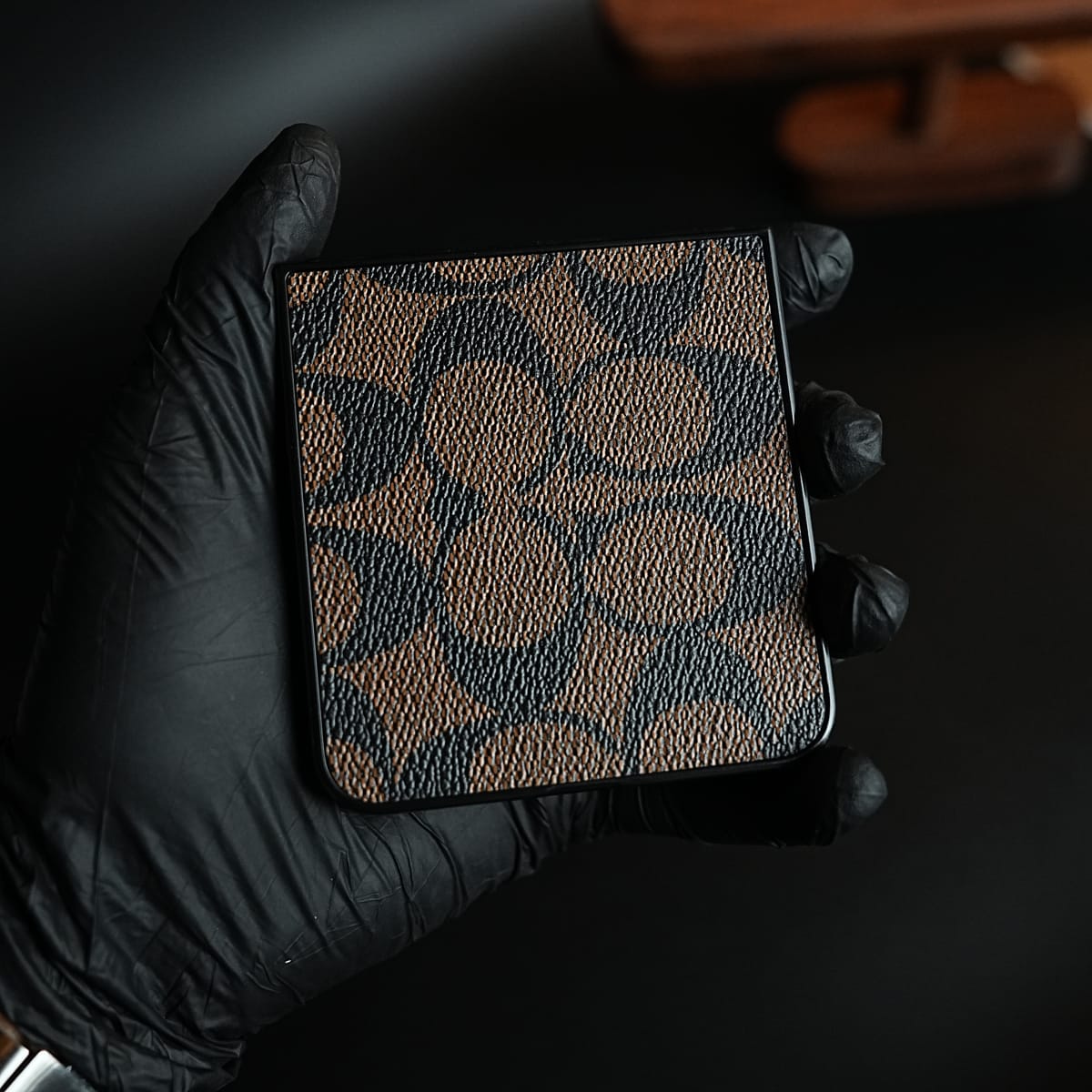 Luxury Leather Monogram Pattern Case For Samsung Galaxy Z Flip 8 | Slim Designer Back Cover
