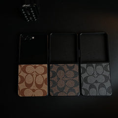 Luxury Leather Monogram Pattern Case For Samsung Galaxy Z Flip 8 | Slim Designer Back Cover