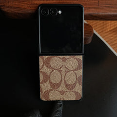 Luxury Leather Monogram Pattern Case For Samsung Galaxy Z Flip 8 | Slim Designer Back Cover