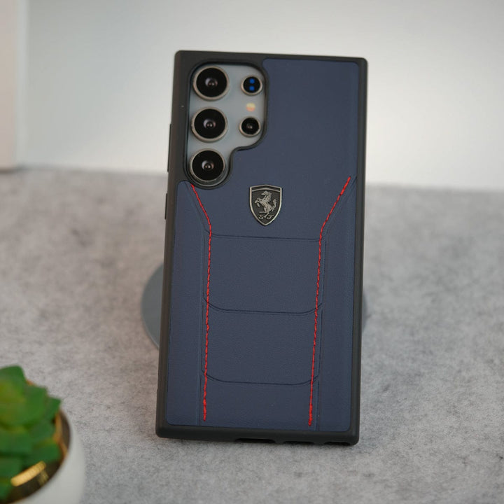 FRATO Samsung S24U Samsung Galaxy S24 Ultra FR Stitched PU Leather Case Cover (Blue)