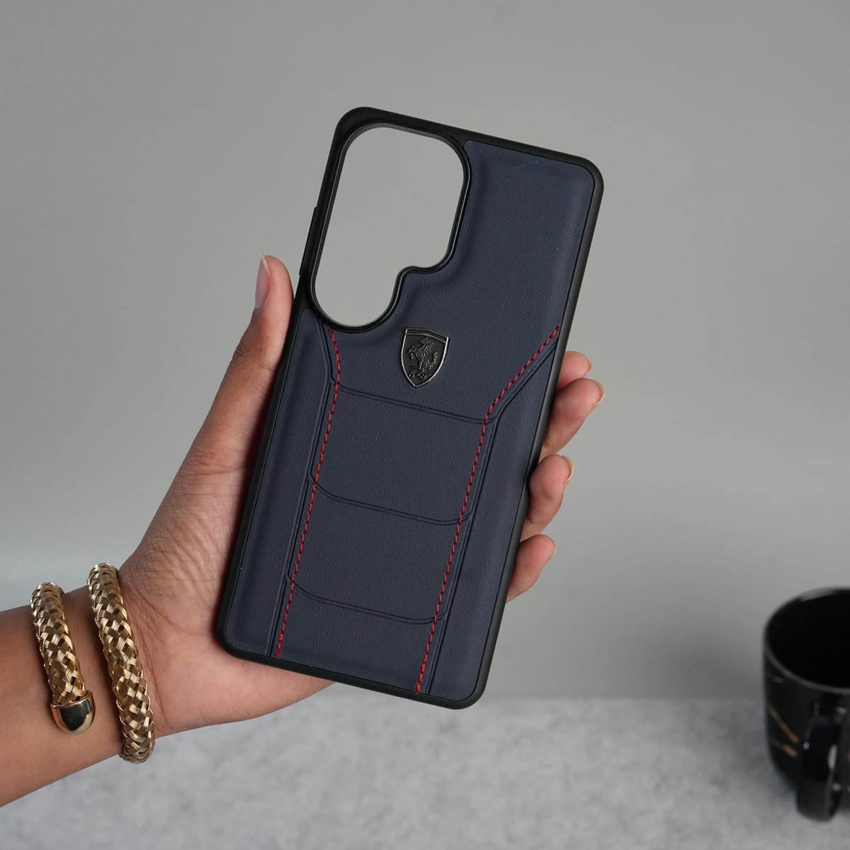 FRATO Samsung S26U Samsung Galaxy S26 Ultra FR Stitched PU Leather Case Cover (Blue)