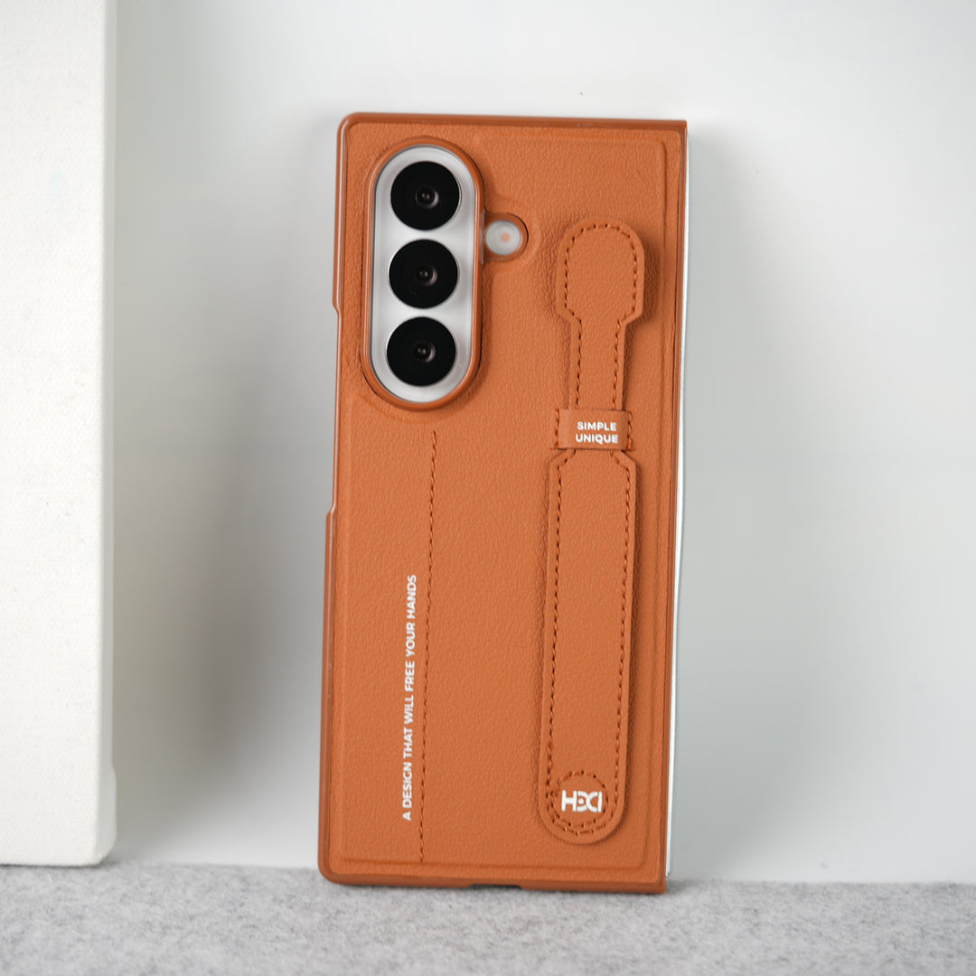 Samsung Galaxy Z Fold 7 PU Leather Grip Holder Case Cover