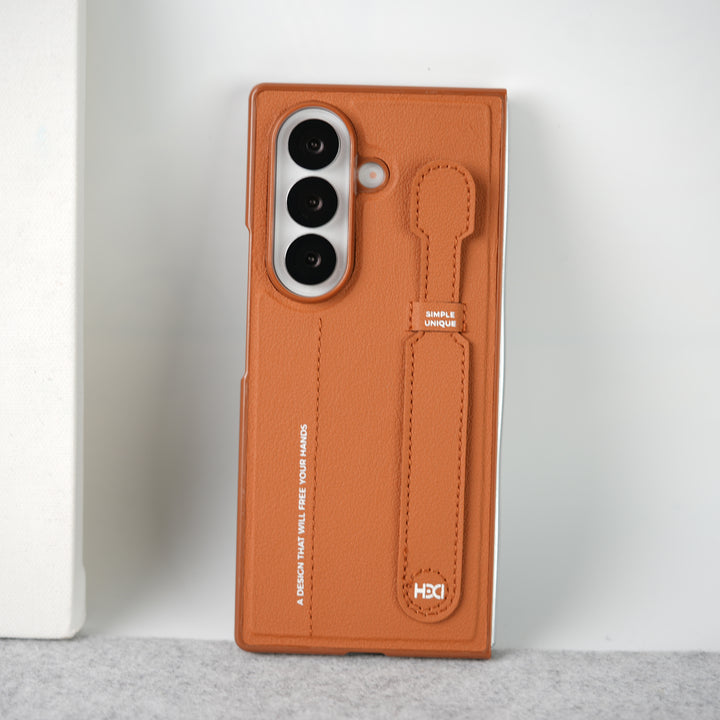 Samsung Galaxy Z Fold 7 PU Leather Grip Holder Case Cover