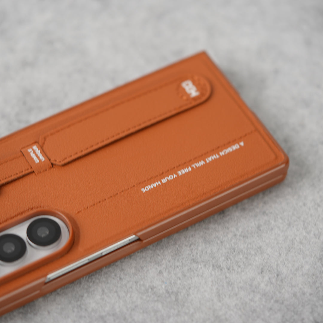 Samsung Galaxy Z Fold 7 PU Leather Grip Holder Case Cover