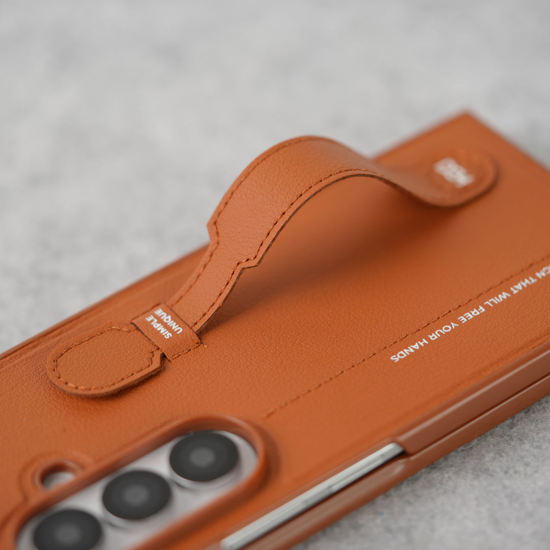Samsung Galaxy Z Fold 7 PU Leather Grip Holder Case Cover